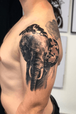 African elephant theme tattoo 