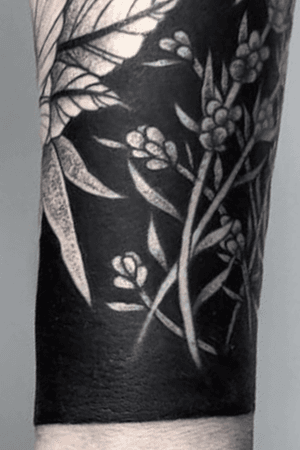 Work in Progress floral lower arm negative/blackout sleeve design. About 4 hours into the forearm.