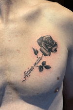 Black and grey single rose memorial tattoo 