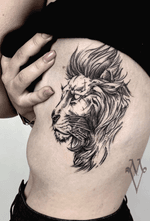 Lion tattoo, Leo, ribs tattoo 