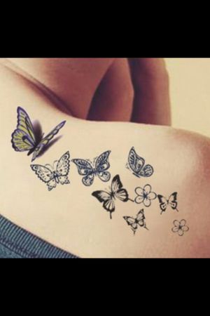 Butterfly Tattoo (Mix of Color and Black and White Butterfly) #Butterflies #blackAndWhite #color #flower 