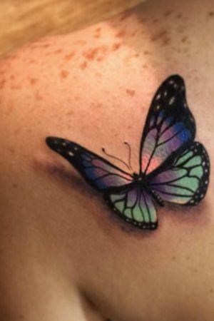 3D Butterfly Tattoo #butterfly #3D #shouldertattoo 
