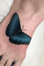 Colour butterfly on the foot #tattoo #tattoos #butterfly 