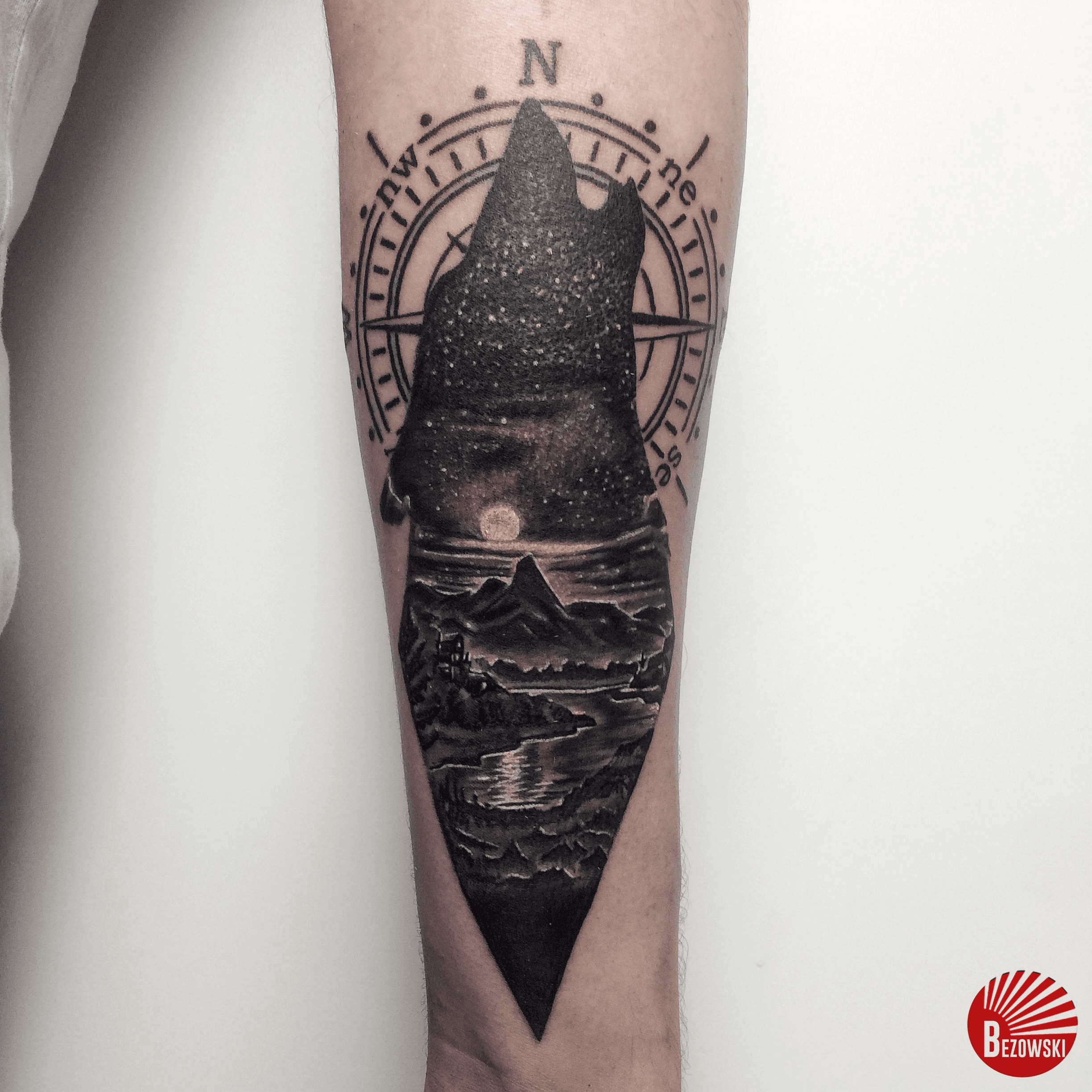 Traditional Wolf With Viking Compass Tattoo Idea  BlackInk