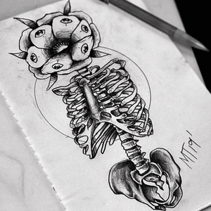 Rib cage and flower with eyes 👀 check it out on Instagram @marilyn.tattoos