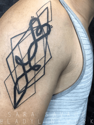 Meaningful geometric arm tattoo. 