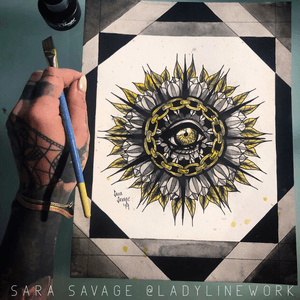 Evil mandala is available to be tattooed, prints are also available. 