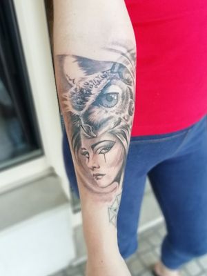 Owl girl black and grey