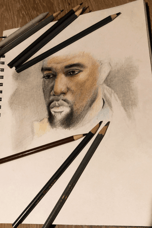 In progress Kanye color pencil study ..