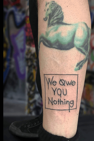 We owe you nothing. Linework tattoo by me. 