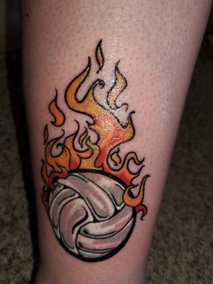 Flaming volleyball close to the ankle area*** Done by: Robbie Reel