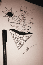 #tattoodesign#tattooartist#pyramid#sun#moon#weed#alien#illuminaty#blackandwhite Draw tattoo extract
