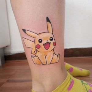 Color Pikachu on ankle, done with Eternal Ink.