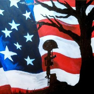 Combat Cross over U.S. flag with flag black tree