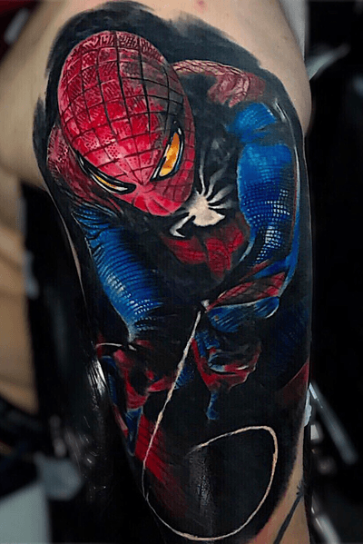 Spider-Man — colour project done in 2 sessions #colourtattoo #colortattoo #spiderman #realistic #realism #realistictattoo #london #londontattoo #oldlondonroadtattoos #simonecamilloni #ink #inked #inkedup #inkaddict 