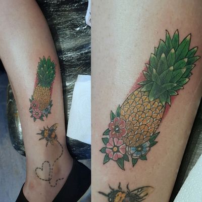 Traditional Style Pineapple Tattoo #Pineapple #PineappleTattoo #CuteTattoo #FunTattoo #FruitTattoo #Traditional #TraditionalTattoo #TraditionalStyle #Trad #TradTattoo #Quirky #QuirkyTattoo #Random