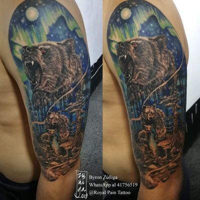 Bear family tattoo. Available in Guatemala. 