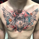 Abstract owl chest #owl #owltattoo #tattooartist #tattoos #tattooart #abstract #freestyle #tostoner 