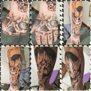 Start to a sleeve Skulls and chinese mask