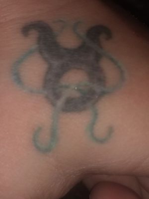 My birth sign: Taurus My left hand between thumb and index finger Tattoo design artist: Rosie Stenning Tattoo artist: Rosie Stenning 
