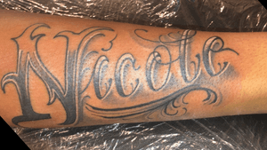 “Nicole” Freehand forearm lettering