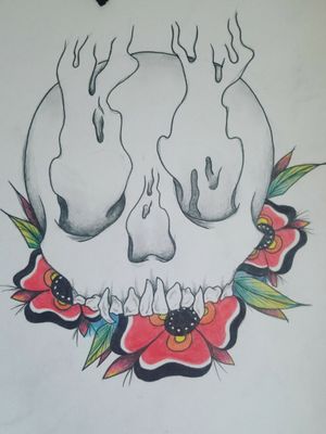 Simple skull and flower design. Up for grabs !