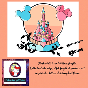 Je vous présente un flash que j’ai adoré dessiner. Un superbe globe contenant le château de Disneyland Paris. Il répond au thème fragile. Petite nouveauté vous pouvez réserver gratuitement les flashs qui vous plaisent en m’envoyant un mp Facebook. @sakurairongirltattoo #tattooflash #flashtattoo #Inktober2019 #Inktober #TheFrenchInktober #disney #mickey #disneylandparis #fullcolortattoo #tattoofrance #francetattoo #kawaiitattoo #cutetattoo #graphictattoo #tattoographic #tattoocolor #colortattoos #minnie #frenchtattooflash 