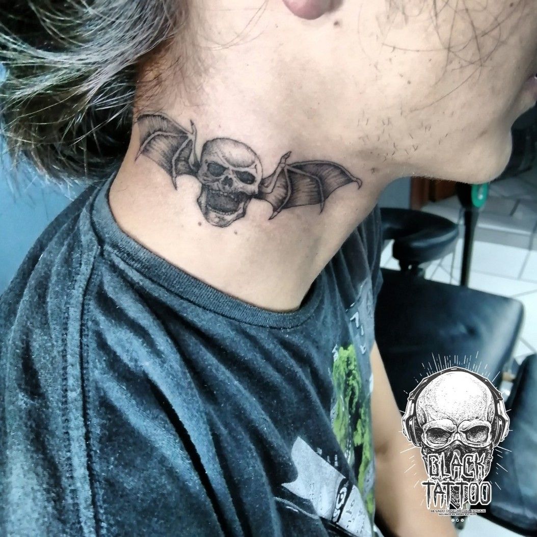 Skull with wings Hail to the King Deathbat Avenged Sevenfold Tattoo Logo  Skull Wings white painted hand png  PNGWing