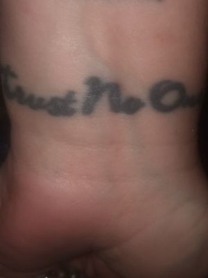 Trust No One Across my left wrist words to live by alwaysTattoo design artist: Rosie StenningTattoo artist: Shane Garad