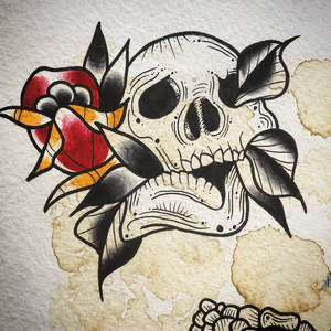 Skull and rose flash piece available to be tattooed!