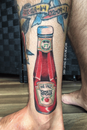 Color ketchup bottle tattoo 