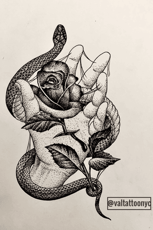Design available for tattooing #micron #blackandgrey #roses #snake #snaketattoo 