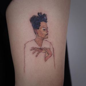 Egon Schiele tattoo by Pauline of Studio by Sol #Pauline #StudiobySol #Seoul #Seoultattooartist #Koreantattooartist #Korea #egonschiele #illustrative #arm
