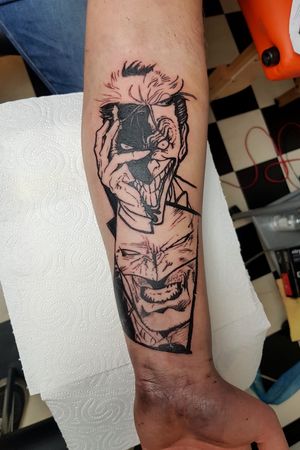 First session od "Batman vs Joker" tattoo.