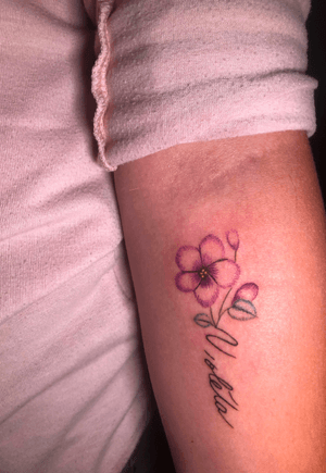 Memorial tattoo w/flower 