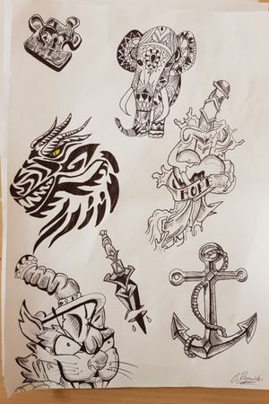 Various tribal and traditional tattoo designs drawn by myself freehand
