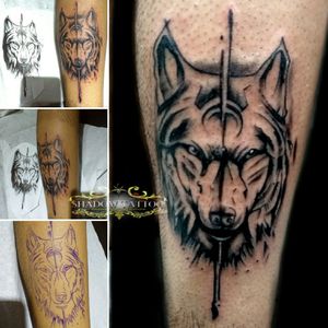 Geometric wolf tattoo 