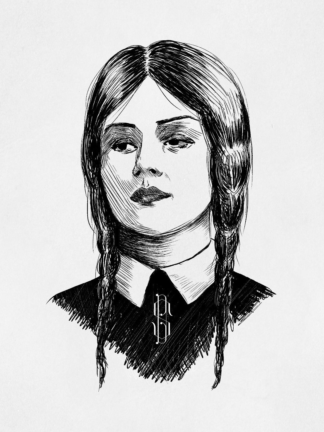 Quick drawing of Wednesday Addams using a mechanical pencil        TikTok
