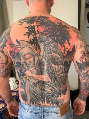 #Guardian Angel, also a #coverup,  #color #ink #inkedup #colourtattoo #christchurch #japanesetattoo #japanesetattooartist #horimono #irezumi #wabori #traditionaltattoo #traditionaljapanesetattoo #horiga #christchurchartist #thesanctuary