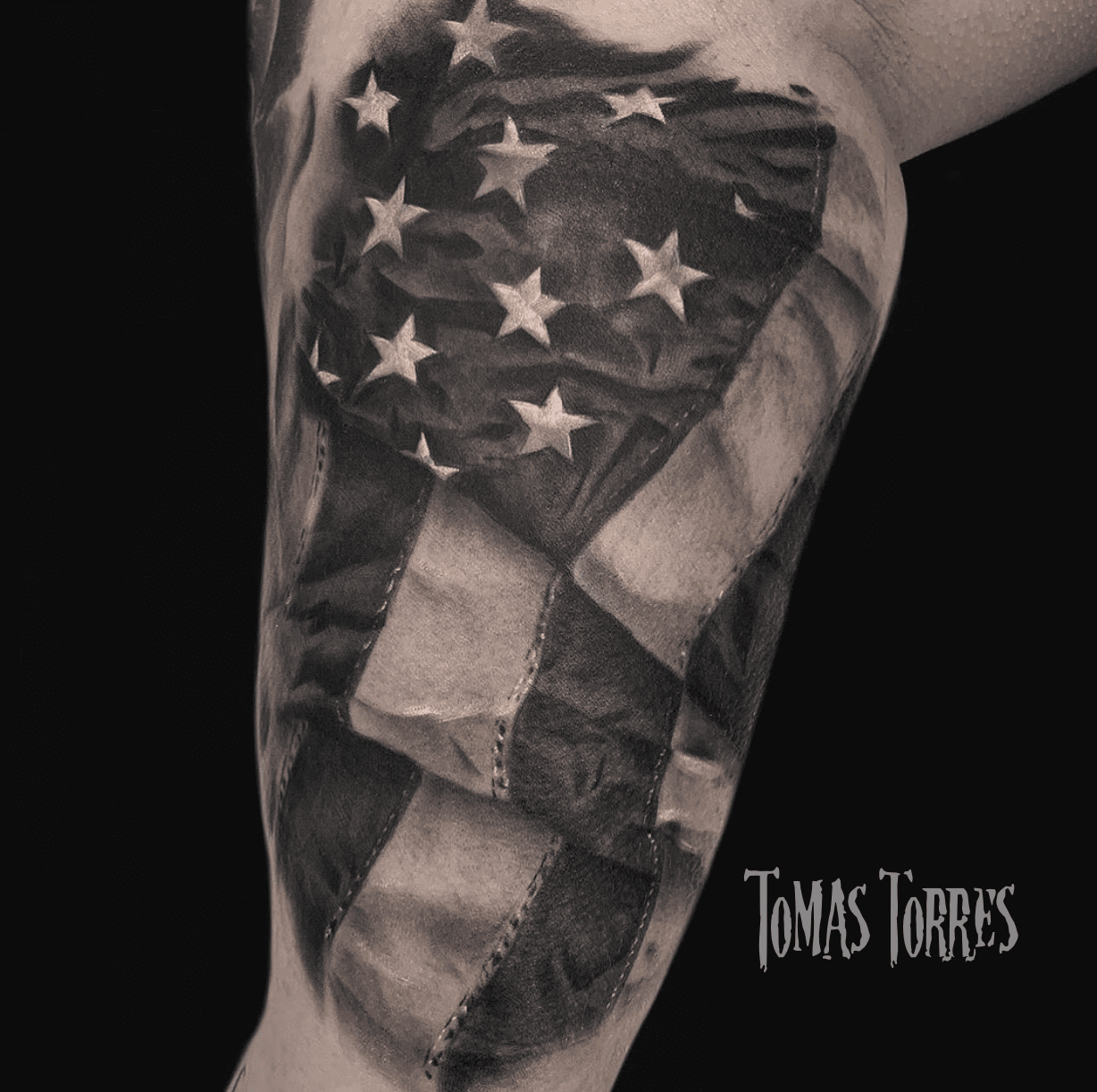 American flag black and gray  Flag tattoo Chest tattoo black and grey American  flag tattoo