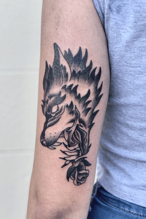 Wolf Head #Boise #Idaho #tattooartist #tattoo #tattoos #ink #tattooart #inked #art #tattooed #tattoolife #artist #tattooer #tattoodesign #tattooideas #tattoostyle #tattooshop #bodyart  #instatattoo #tattoosofinstagram #drawing #americanatattoos #AmericanTraditional #blackandgrey #blackwork 