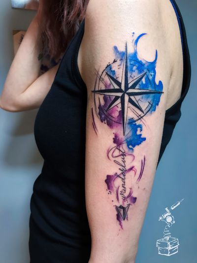 #roseofthewinds #theroseofthewinds #compass #compasstattoo #tattoo #color #colortattoo #watercolor #watercolortattoo #plane #planetattoo #paperplane #peperplanetattoo #cosmos #cosmostattoo #adventure #stuff #STUFFTATTOO #STUFFTATTOO2 #stufftattooandpiercing #ink_tag