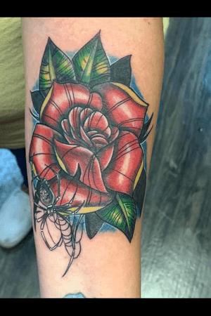 Full color new school rose and spider. In memory of a lost loved one