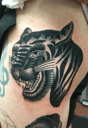Bert Grimm Tiger #Boise #Idaho #tattooartist #tattoo #tattoos #ink #tattooart #inked #art #tattooed #tattoolife #artist #tattooer #tattoodesign #tattooideas #tattoostyle #tattooshop #bodyart  #instatattoo #tattoosofinstagram #drawing #americanatattoos #AmericanTraditional 