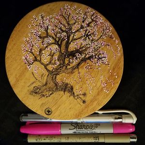 Fun lil cherry blossom on a wooden box