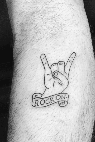 Rock On tattoo #rock #rocktattoo #tattootraditional #line