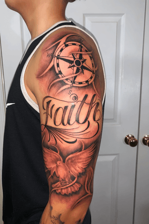 Faith dove and compass custom sleeve