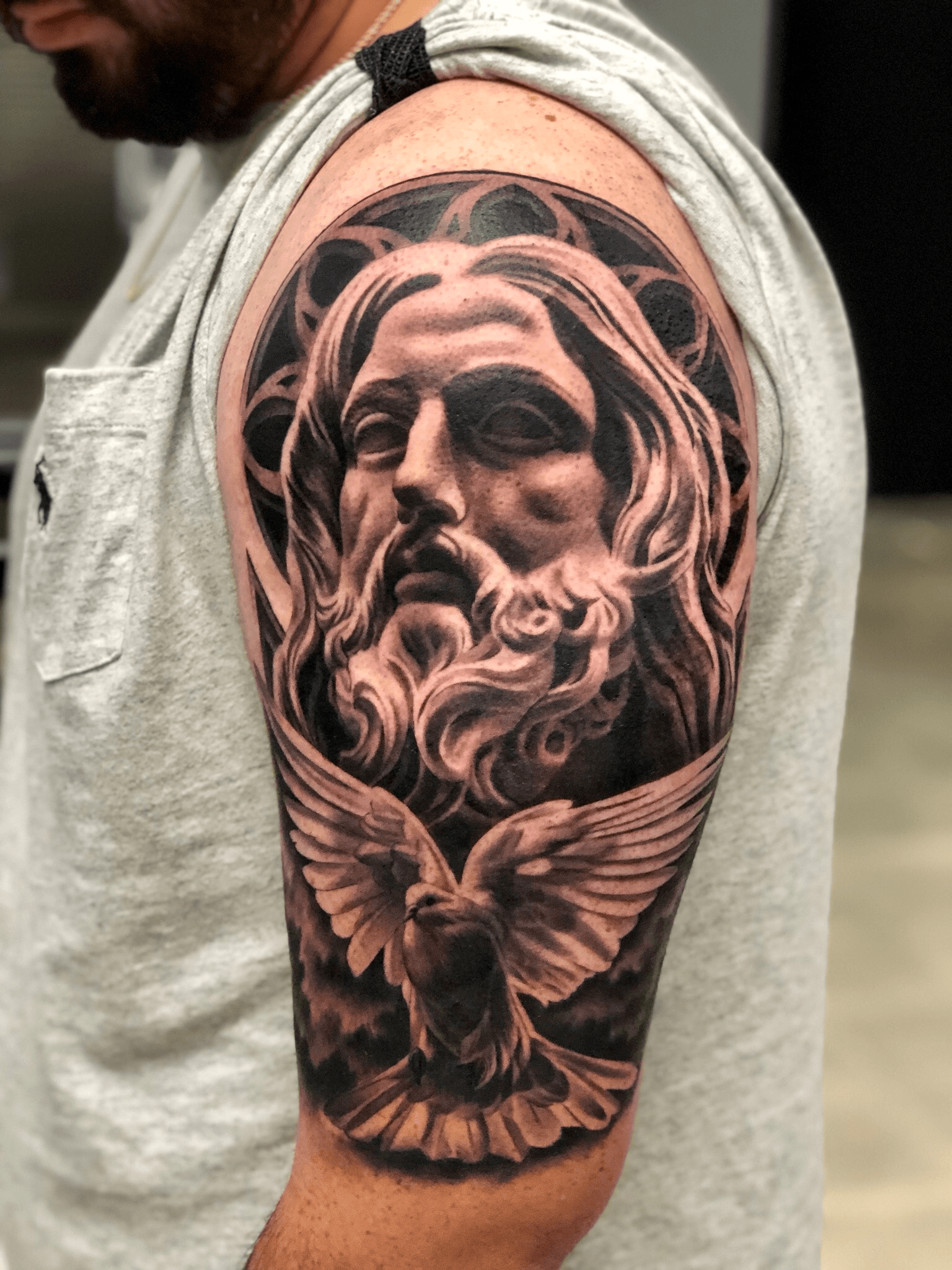 Amazing Bernini Jesus illuminati eye rose tattoo sleeve by Barna Tattoo  barnatattoo inkedmag worldofartists inksav gq ink  Instagram