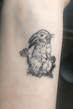 not a real tat; this is something i plan on getting for my grandmother who passed at the beginning of this year. Her maiden name was Hare and she adored all sorts of rabbits and bunnies 