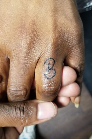B Script finger Tattoo 